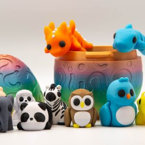 Rainbow mystery egg with surprise flexi animal fidget toys – 3D printed