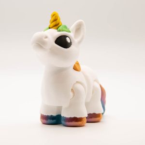 Flexi unicorn fidget toy with rainbow mane – 3D printed articulated toy