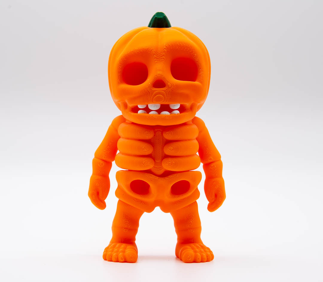 Pumpkin skeleton flexi Halloween fidget toy – 3D printed articulated toy
