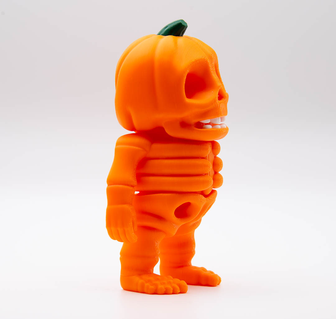 Pumpkin skeleton flexi Halloween fidget toy – 3D printed articulated toy