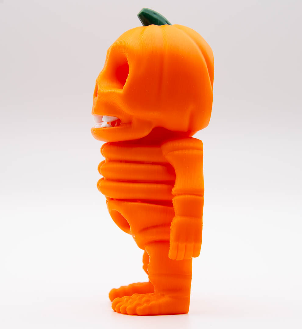 Pumpkin skeleton flexi Halloween fidget toy – 3D printed articulated toy
