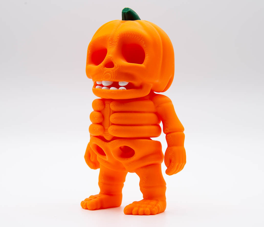 Pumpkin skeleton flexi Halloween fidget toy – 3D printed articulated toy
