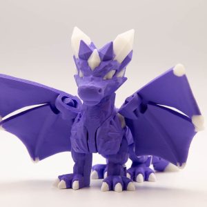 Purple winged flexi dragon – 3D printed articulated dragon fidget toy
