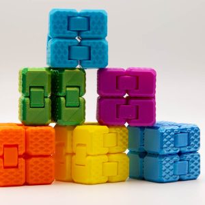 3D printed infinity cube fidget toys in bright colours