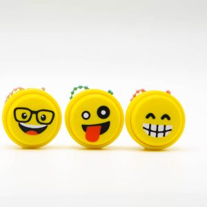 Emoji fidget clicker keyrings – nerd, silly tongue and big grin faces