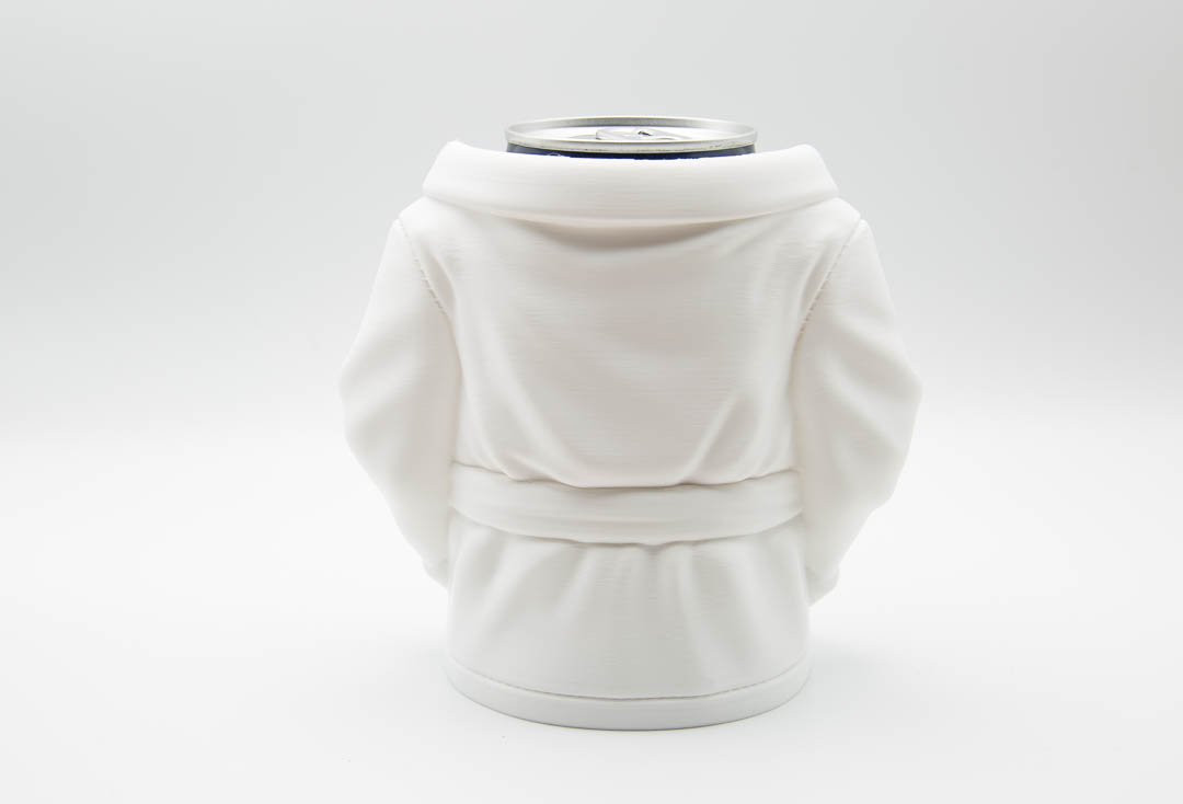 Dressing gown can holder back view with belt