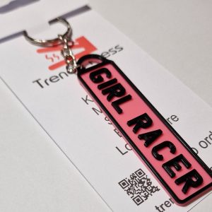 4D number plate style keyring reading GIRL RACER