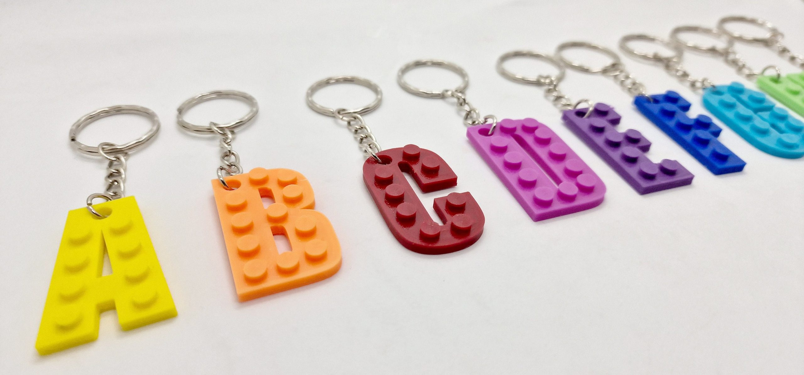 3D printed building-brick style initial letter keyring
