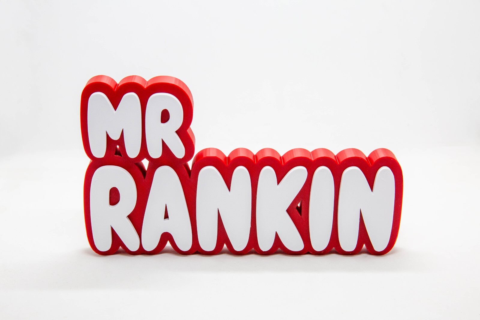 Personalised 3D printed multicolour name plate for a desk or shelf
