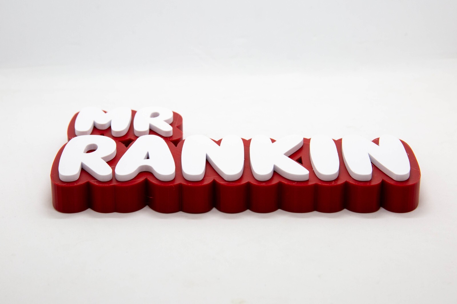 Personalised 3D printed multicolour name plate for a desk or shelf
